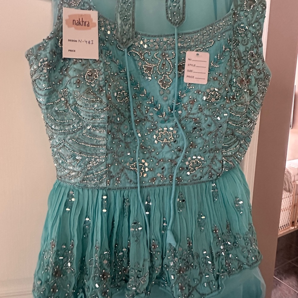 Tiffany Blue/Turquoise Dress with Silver Embellishments